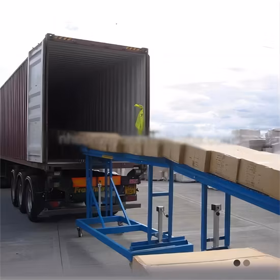 Sistema telescópico de transporte de rolos de descarga por gravidade